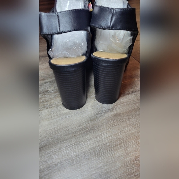 Women's Bamboo‎ Crave Black Shoes Heels Open Toe With Ribbon Tie Size 8 - Picture 6 of 9